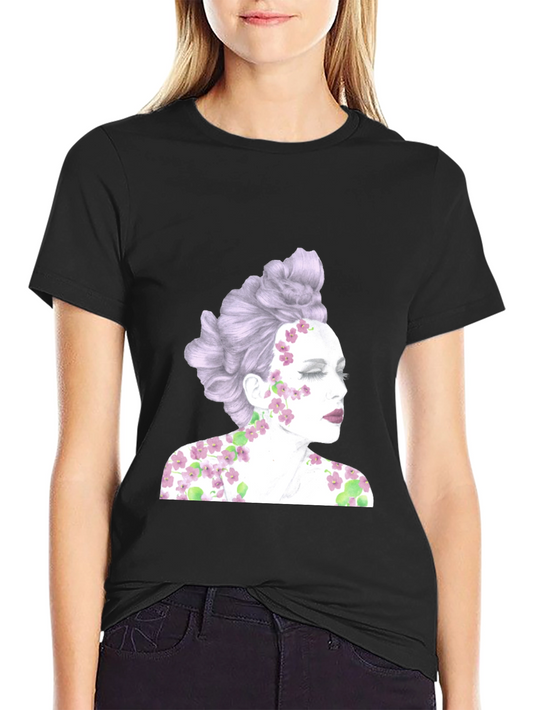 Floral Woman Graphic Tee - Unique Design