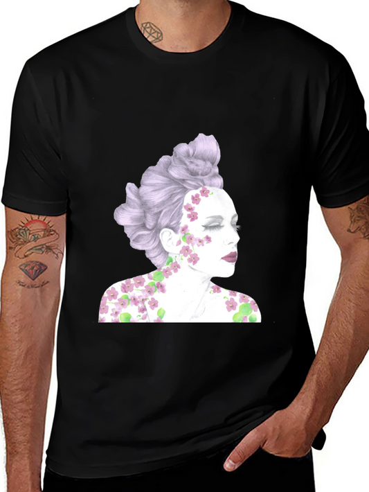 Floral Woman Graphic Tee - Unique Design