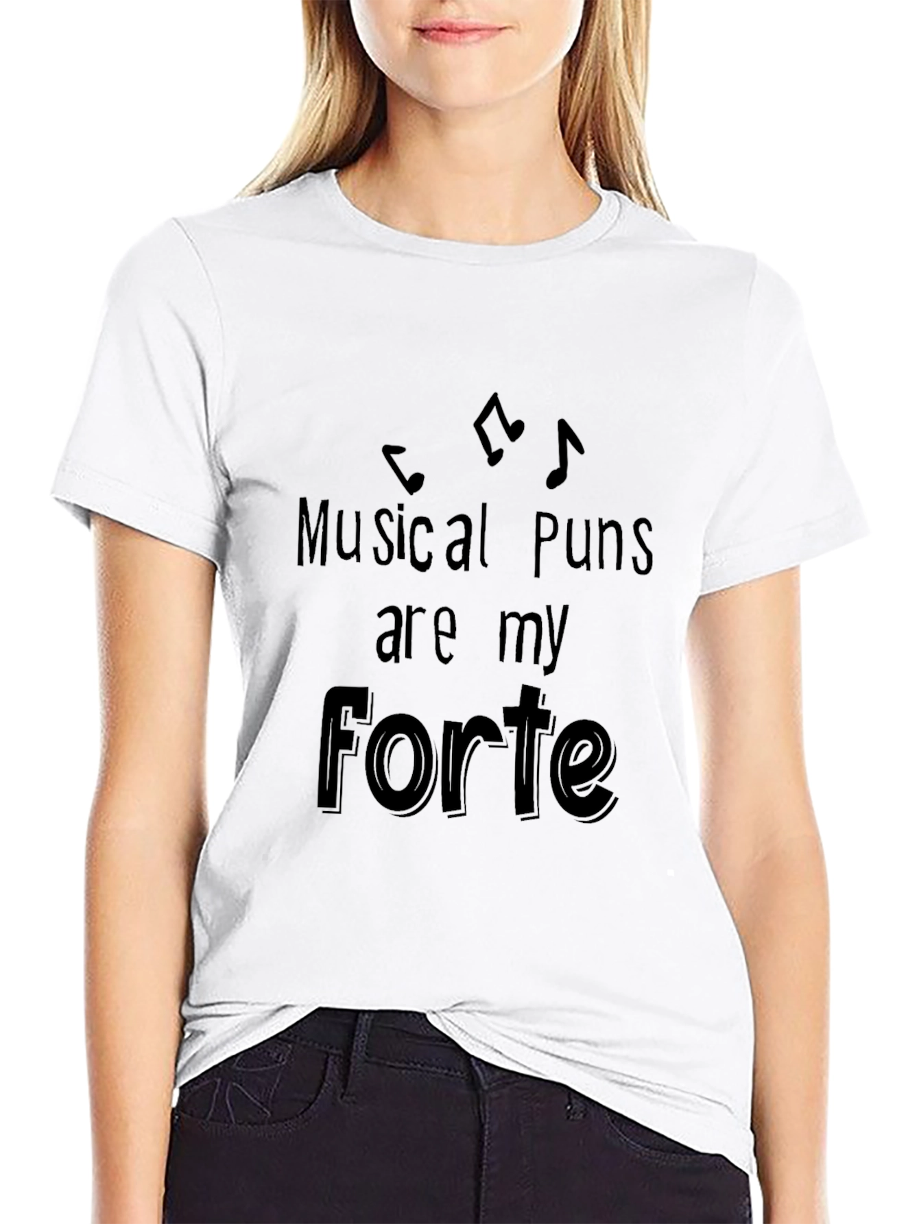 Musical Puns are My Forte Black Graphic Tee