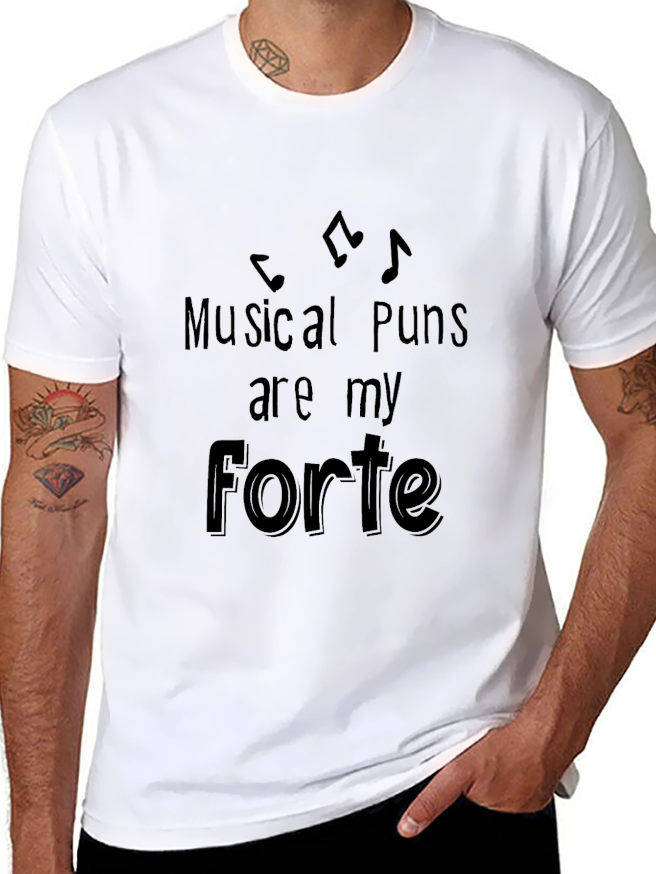 Musical Puns are My Forte Black Graphic Tee