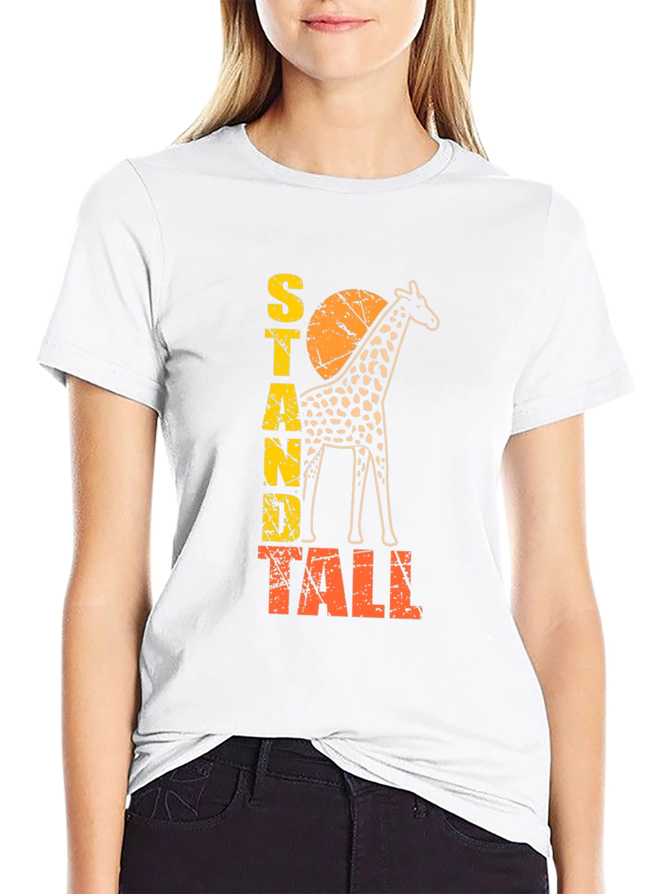 Stand Tall Giraffe Graphic Print Mens T-Shirt