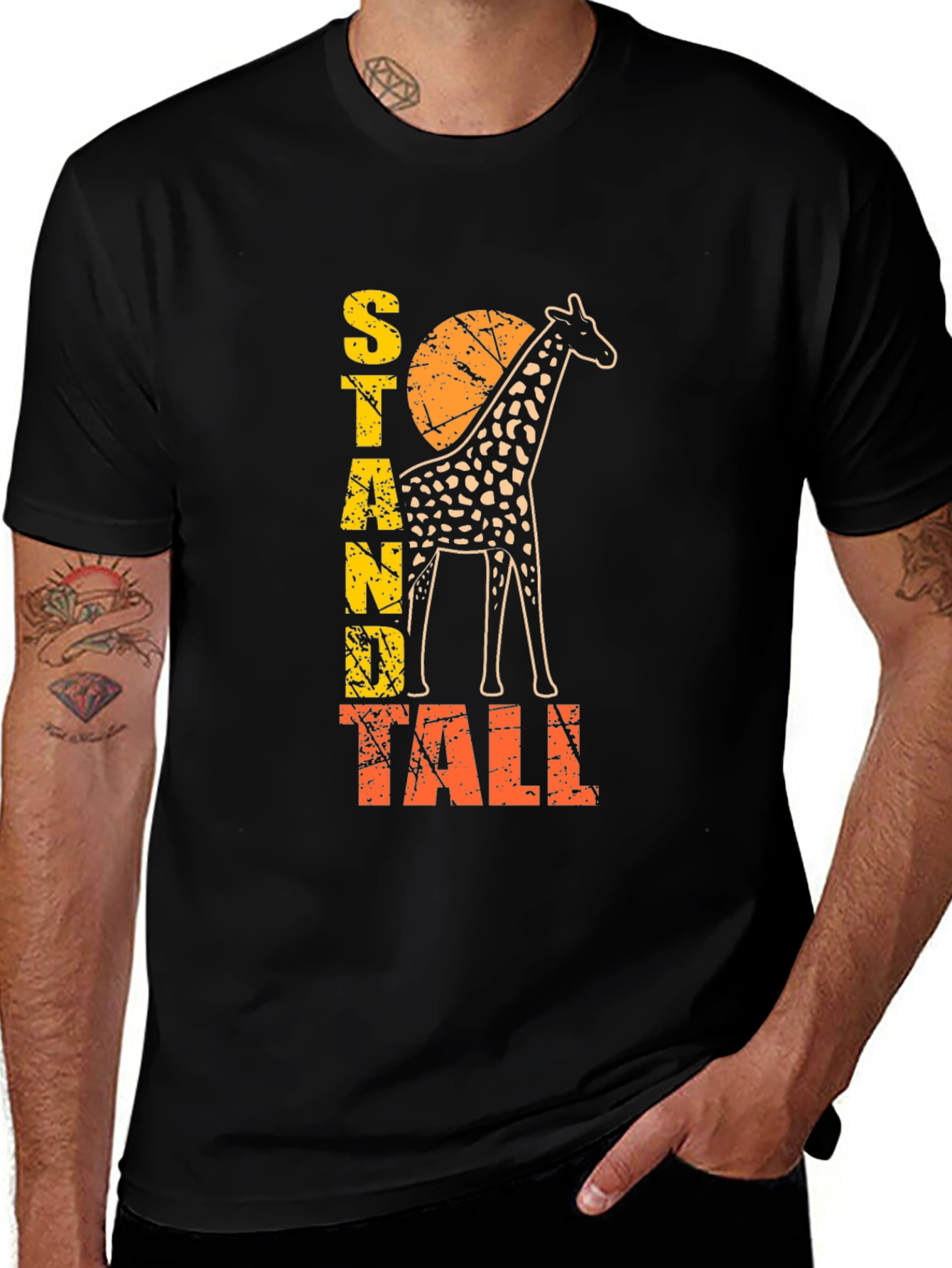 Stand Tall Giraffe Graphic Print Mens T-Shirt