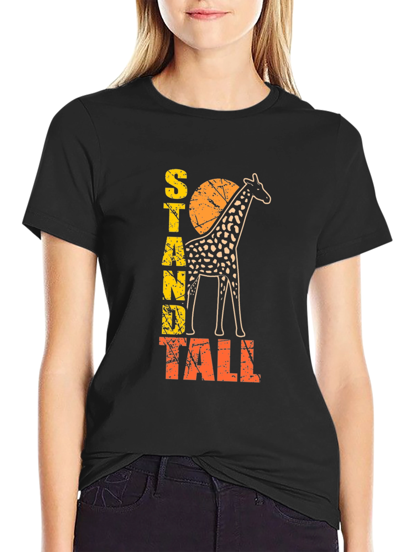Stand Tall Giraffe Graphic Print Mens T-Shirt