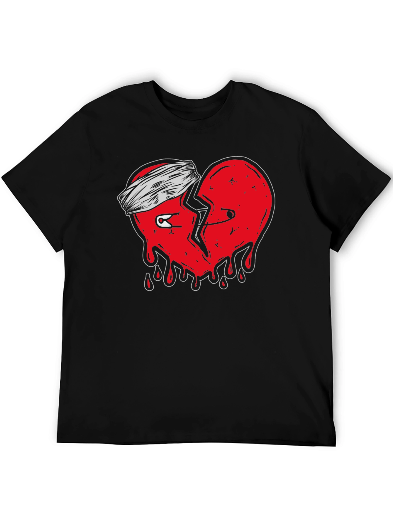 Mended Heart Graphic Tee - Black Cotton T-Shirt