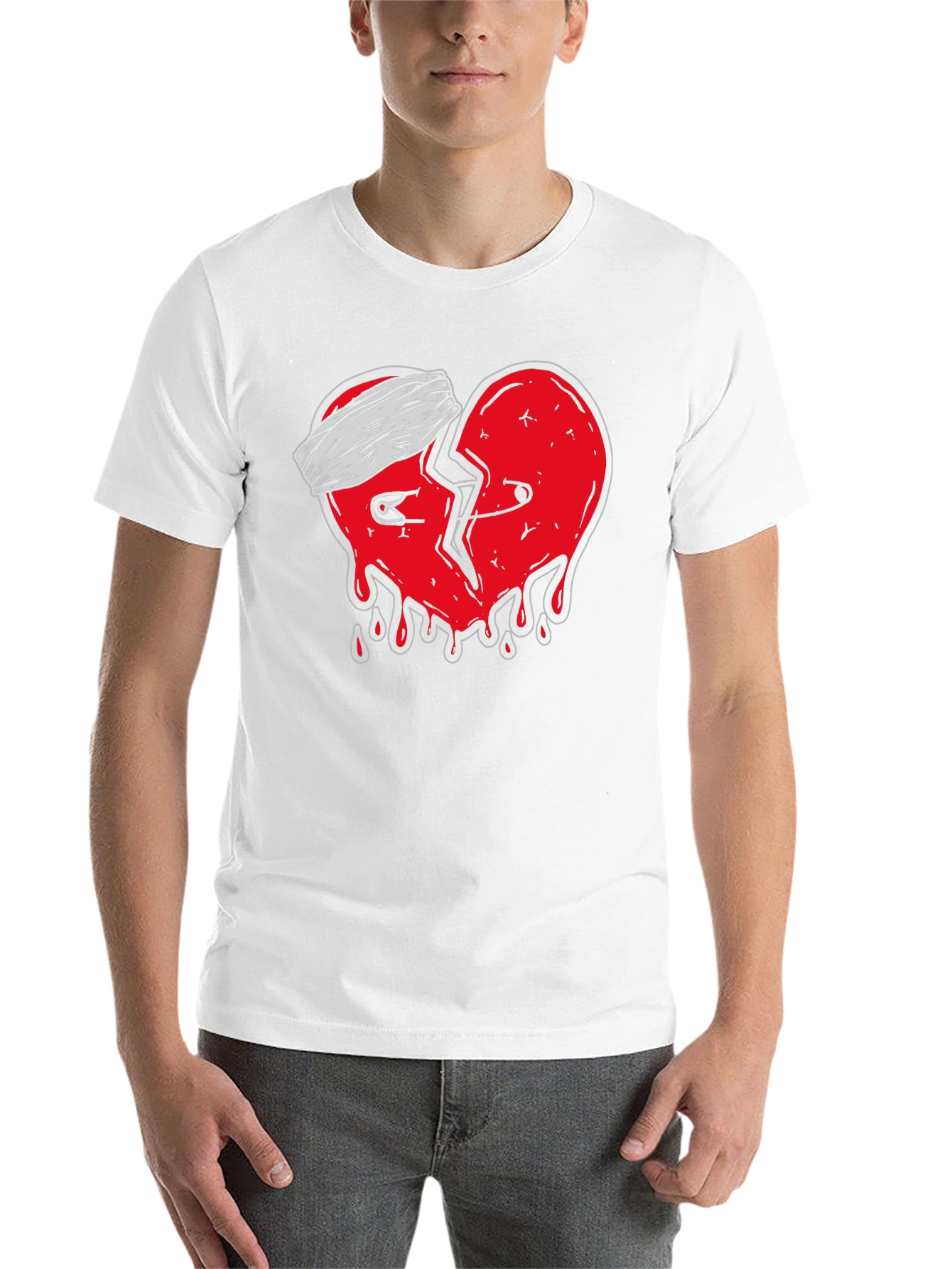 Mended Heart Graphic Tee - Black Cotton T-Shirt