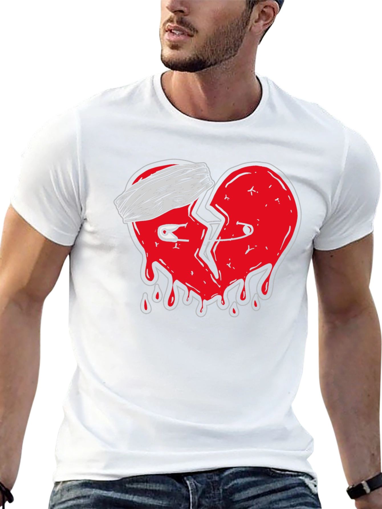 Mended Heart Graphic Tee - Black Cotton T-Shirt
