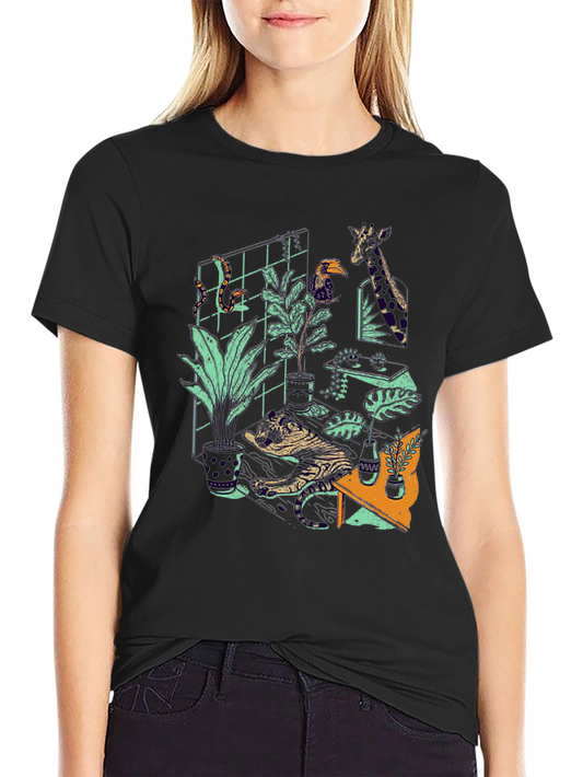 Jungle Room Graphic Tee - Quirky Animal Print T-Shirt