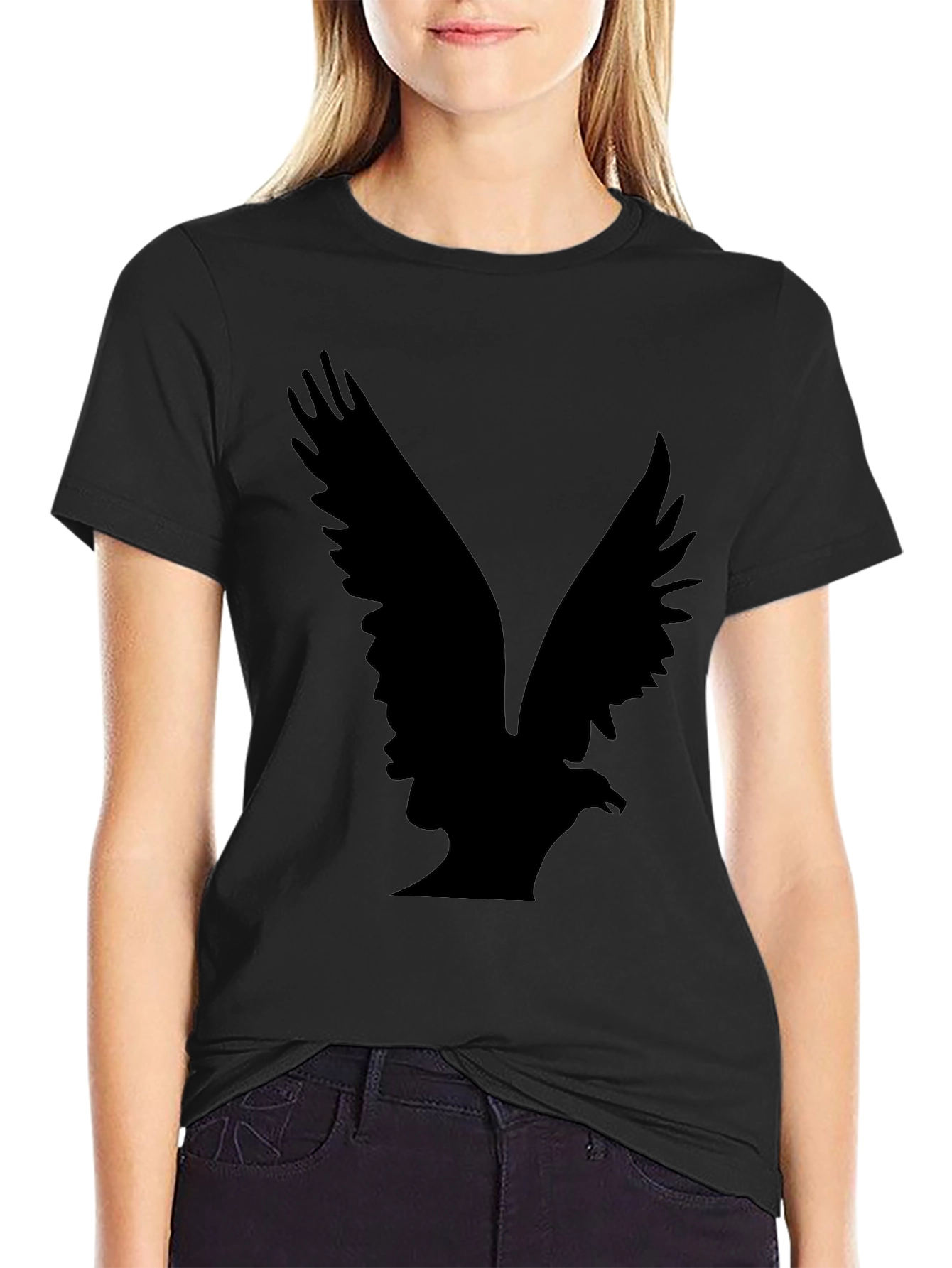 Mens Black T-Shirt with Eagle Design