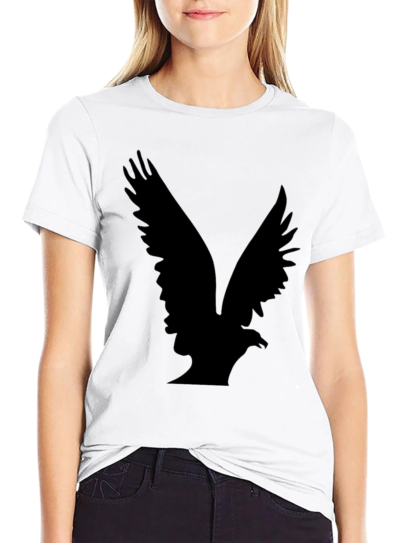 Mens Black T-Shirt with Eagle Design