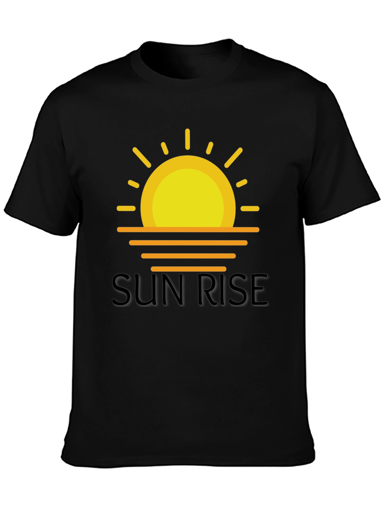 Sunrise Graphic Tee - Black Cotton T-Shirt