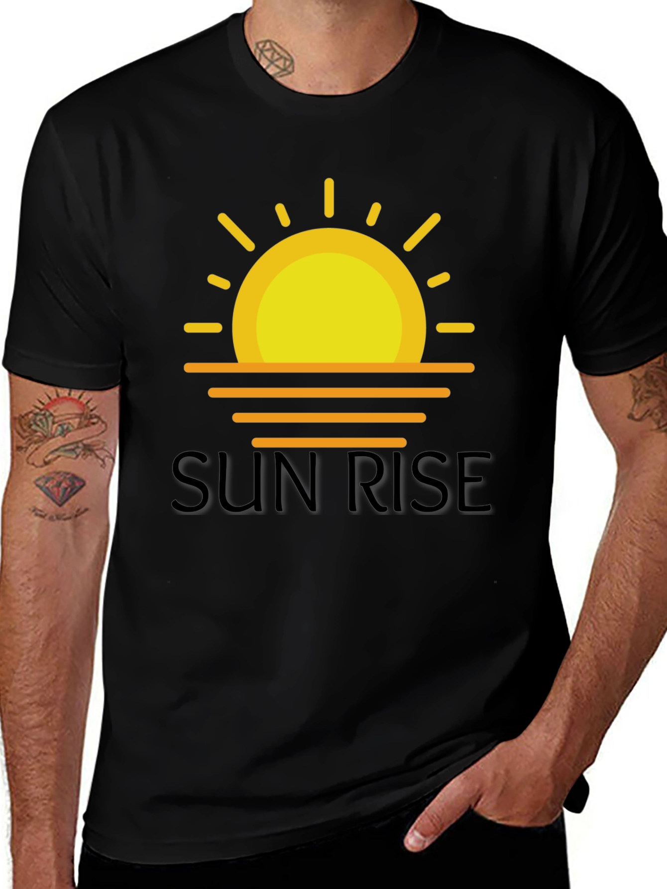 Sunrise Graphic Tee - Black Cotton T-Shirt