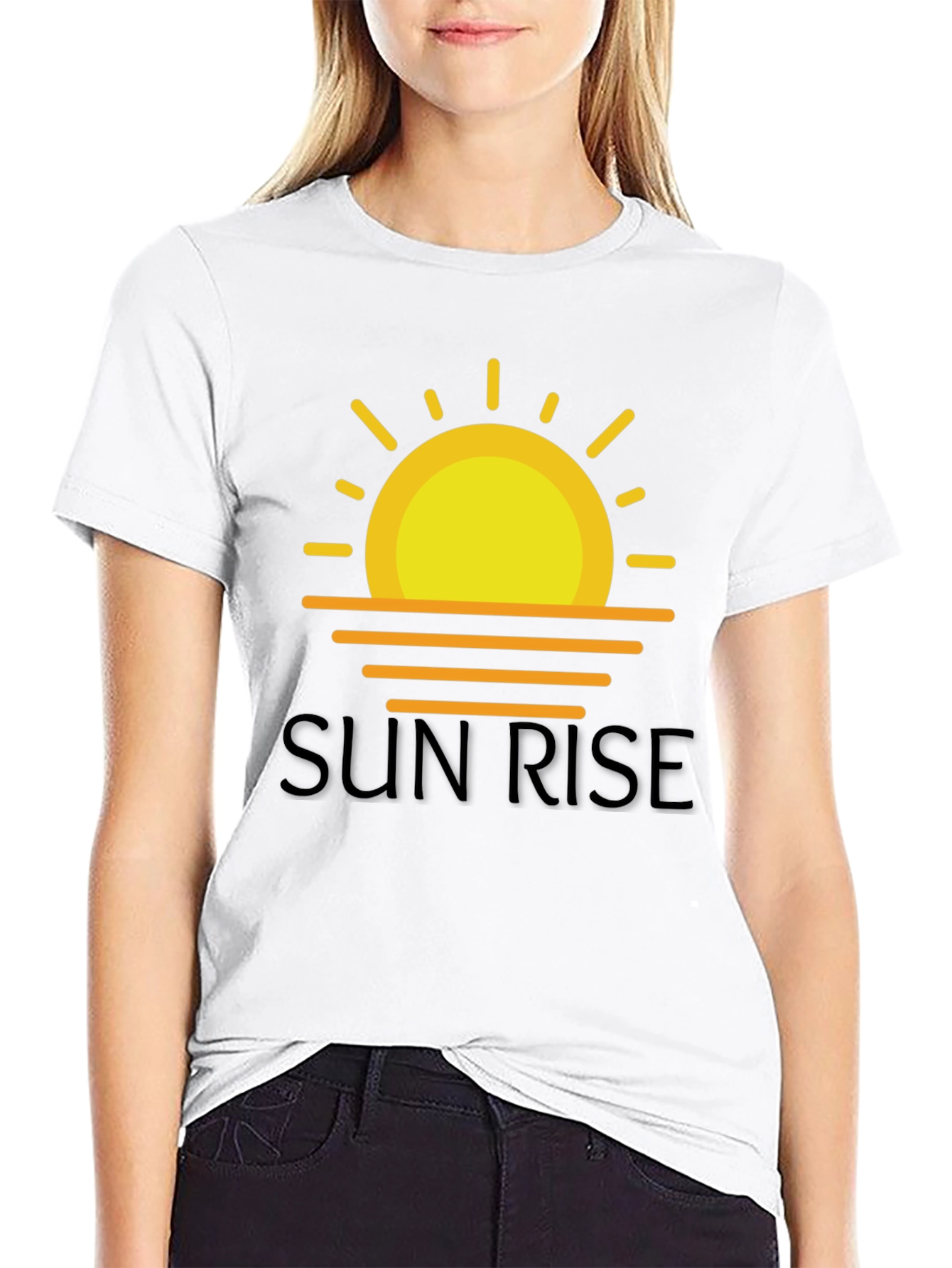 Sunrise Graphic Tee - Black Cotton T-Shirt