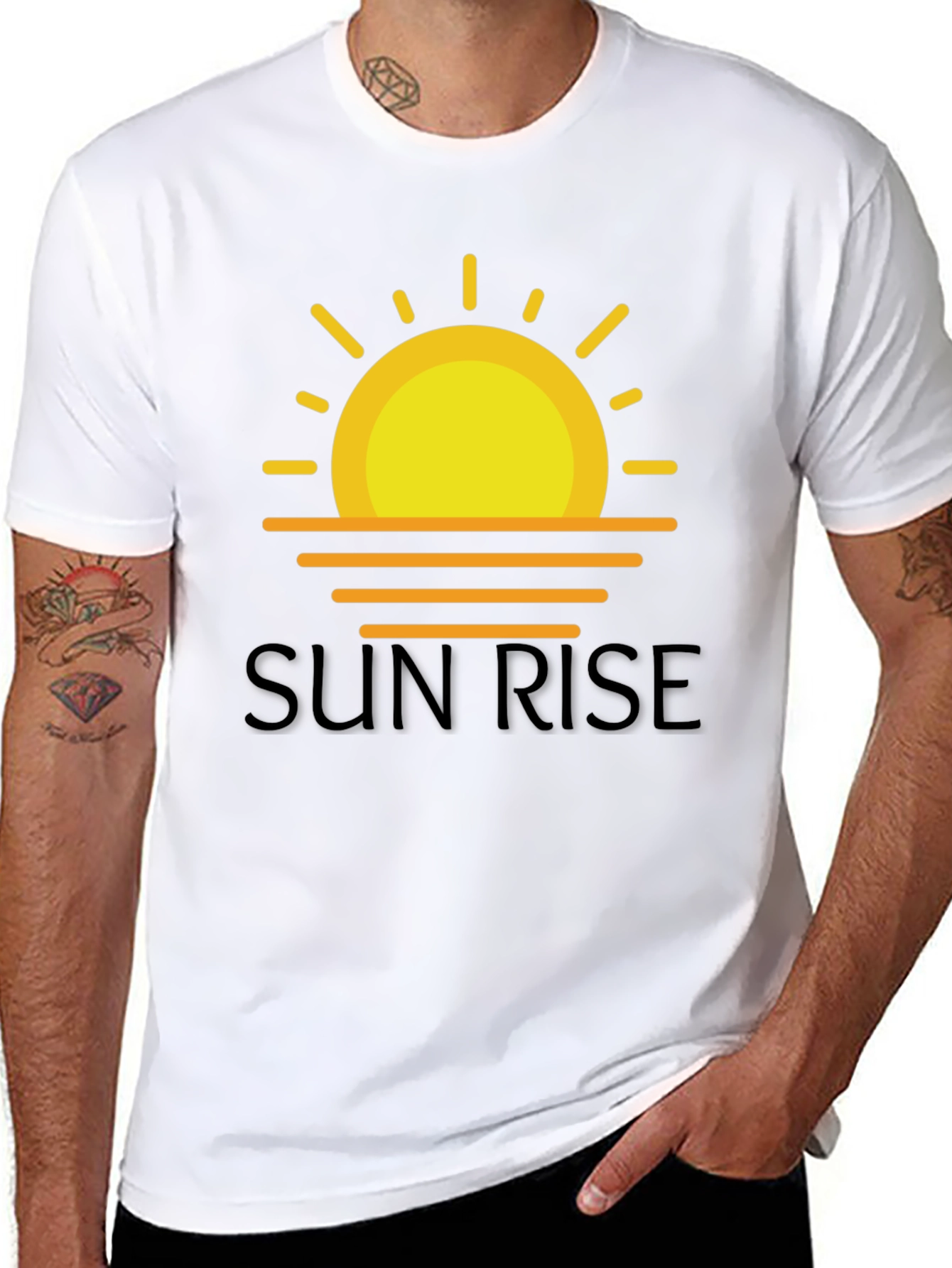 Sunrise Graphic Tee - Black Cotton T-Shirt