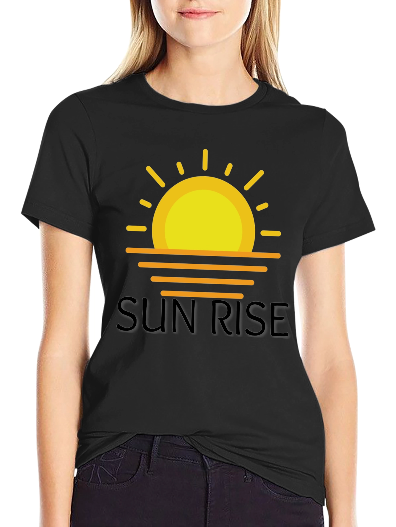 Sunrise Graphic Tee - Black Cotton T-Shirt