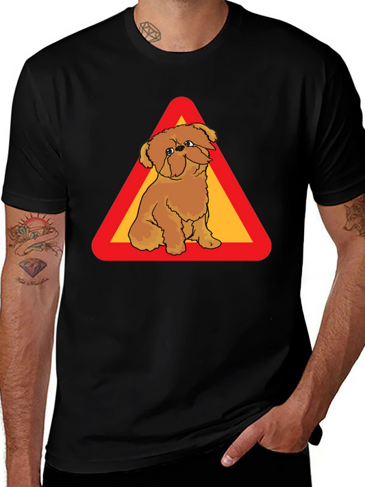 Dog on Warning Sign Graphic T-Shirt
