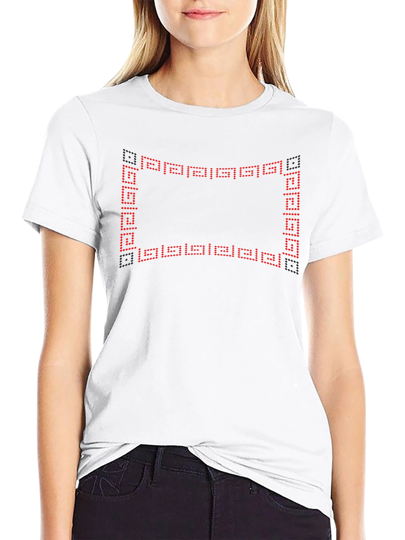 Mens Black Tee with Geometric Frame Design