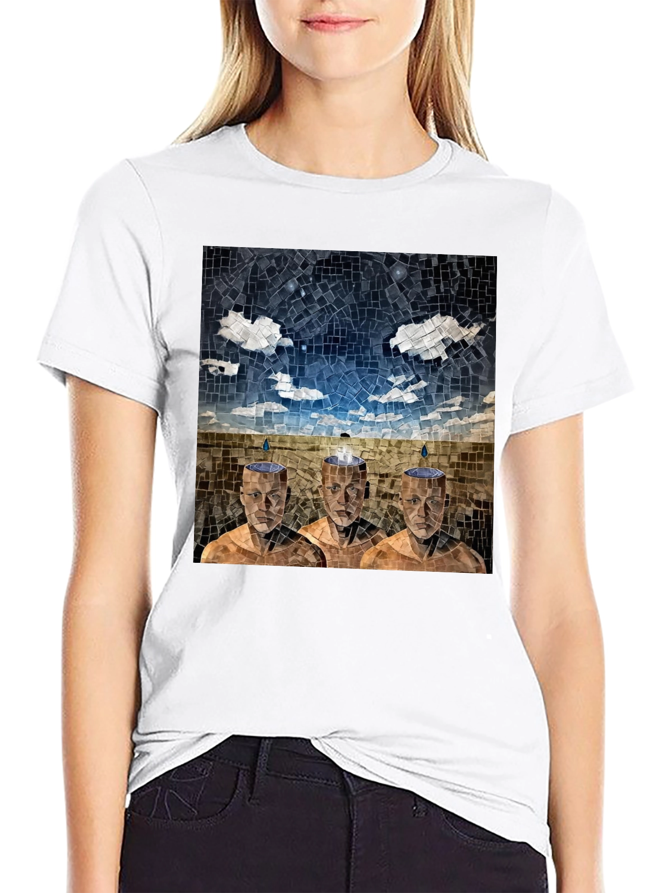 Mosaic Heads T-Shirt - Surreal Artistic Design