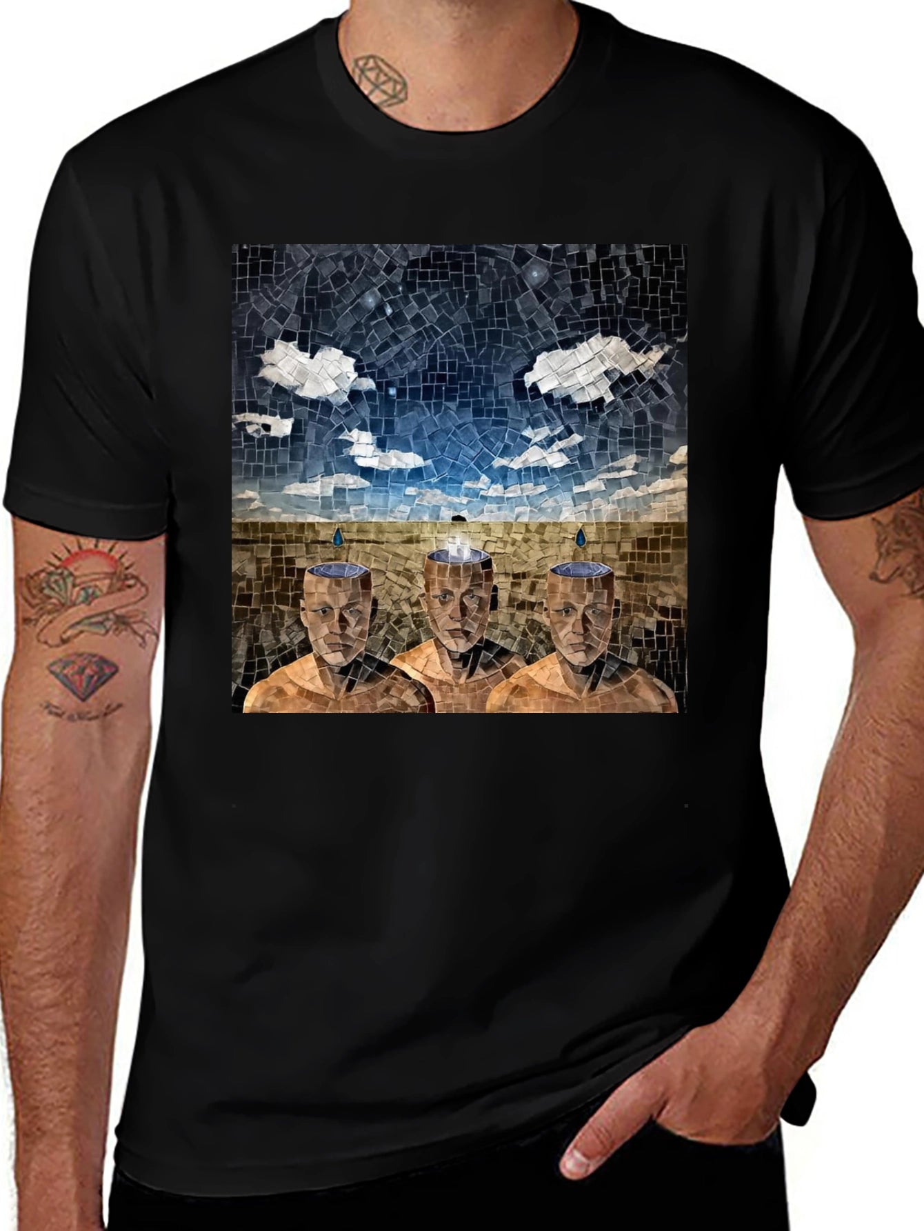 Mosaic Heads T-Shirt - Surreal Artistic Design