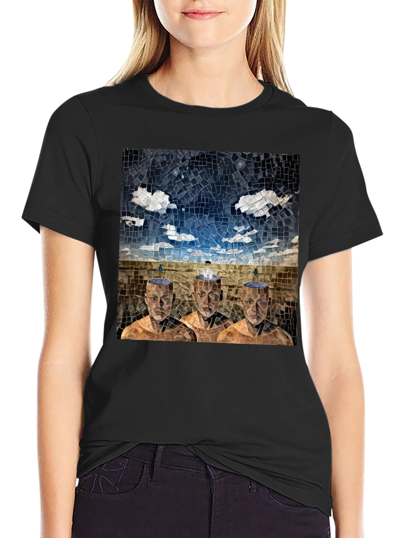 Mosaic Heads T-Shirt - Surreal Artistic Design