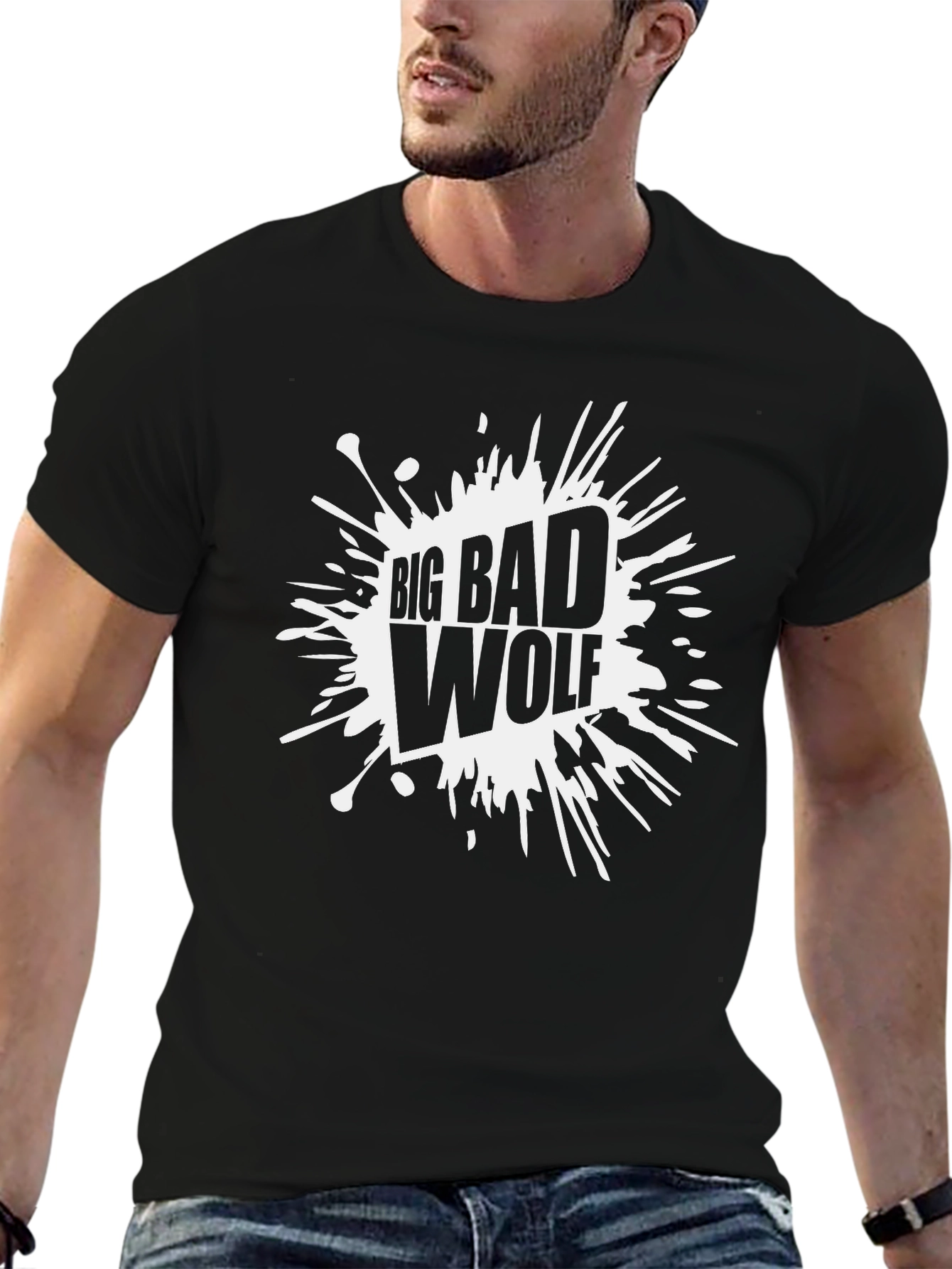 Big Bad Wolf Graphic Tee - Black Cotton T-Shirt