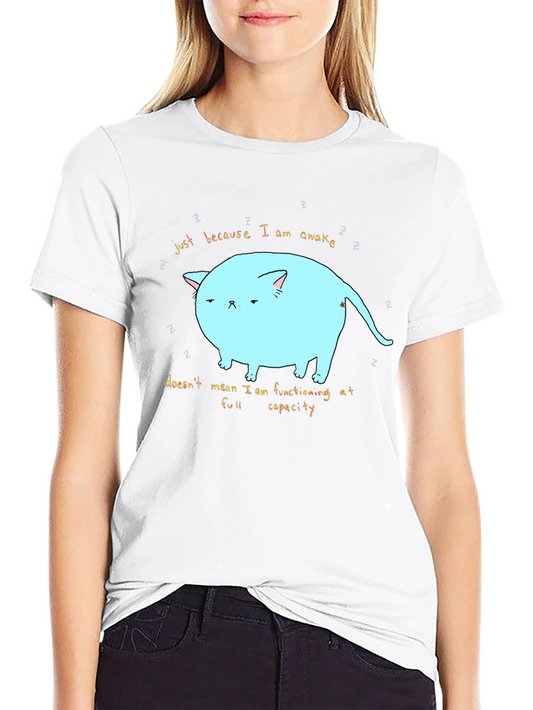 Just Awake Cat T-Shirt - Funny Lazy Cat Tee