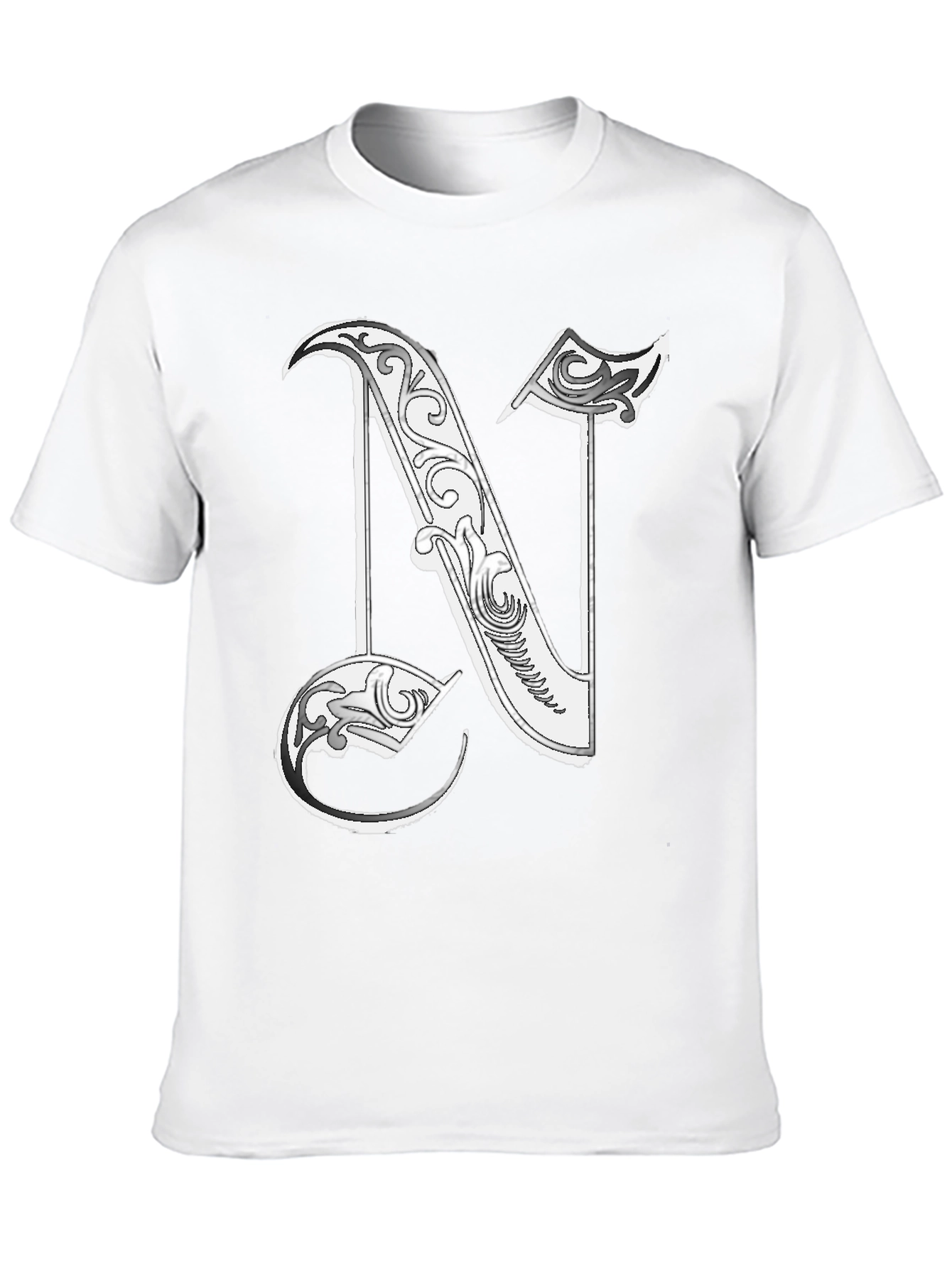 Letter N Graphic T-Shirt - Black