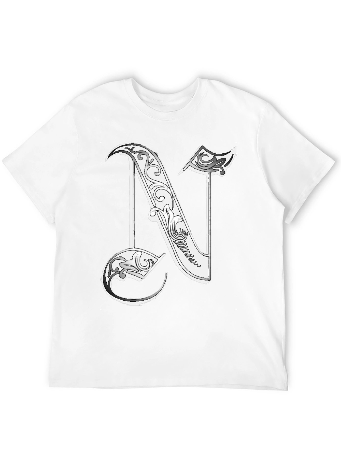 Letter N Graphic T-Shirt - Black