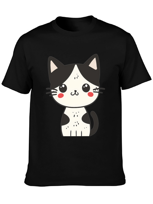 Cute Cat Graphic Tee - Unisex Black T-Shirt