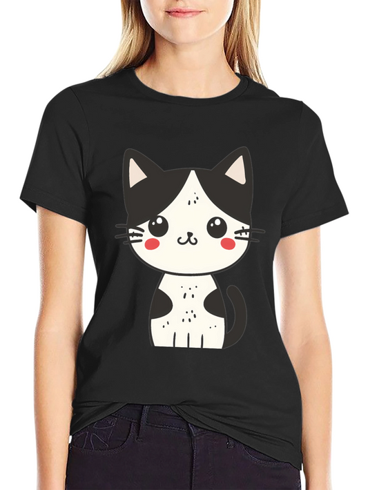 Cute Cat Graphic Tee - Unisex Black T-Shirt