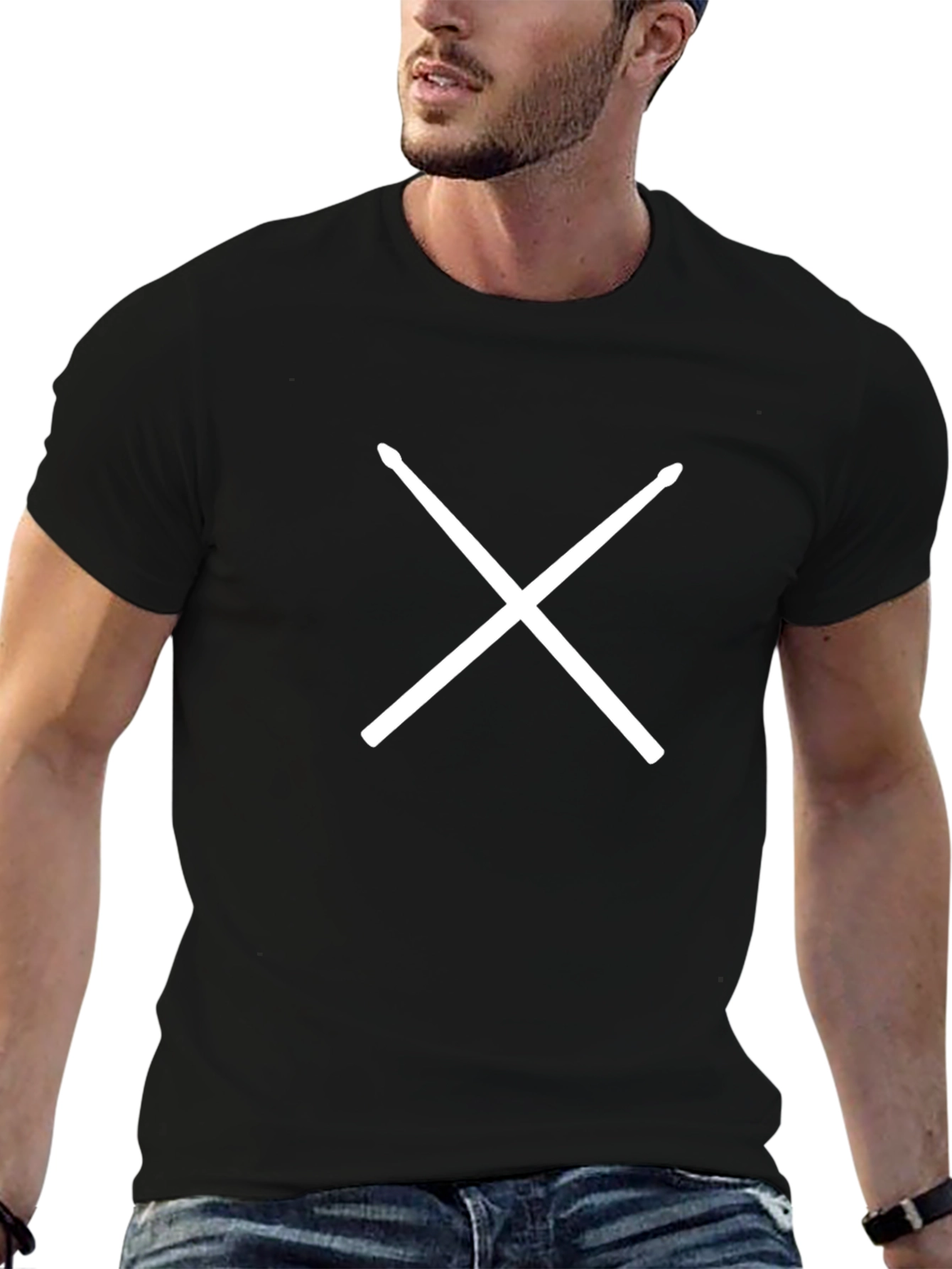 Drum Sticks T-Shirt - Black Cotton Tee