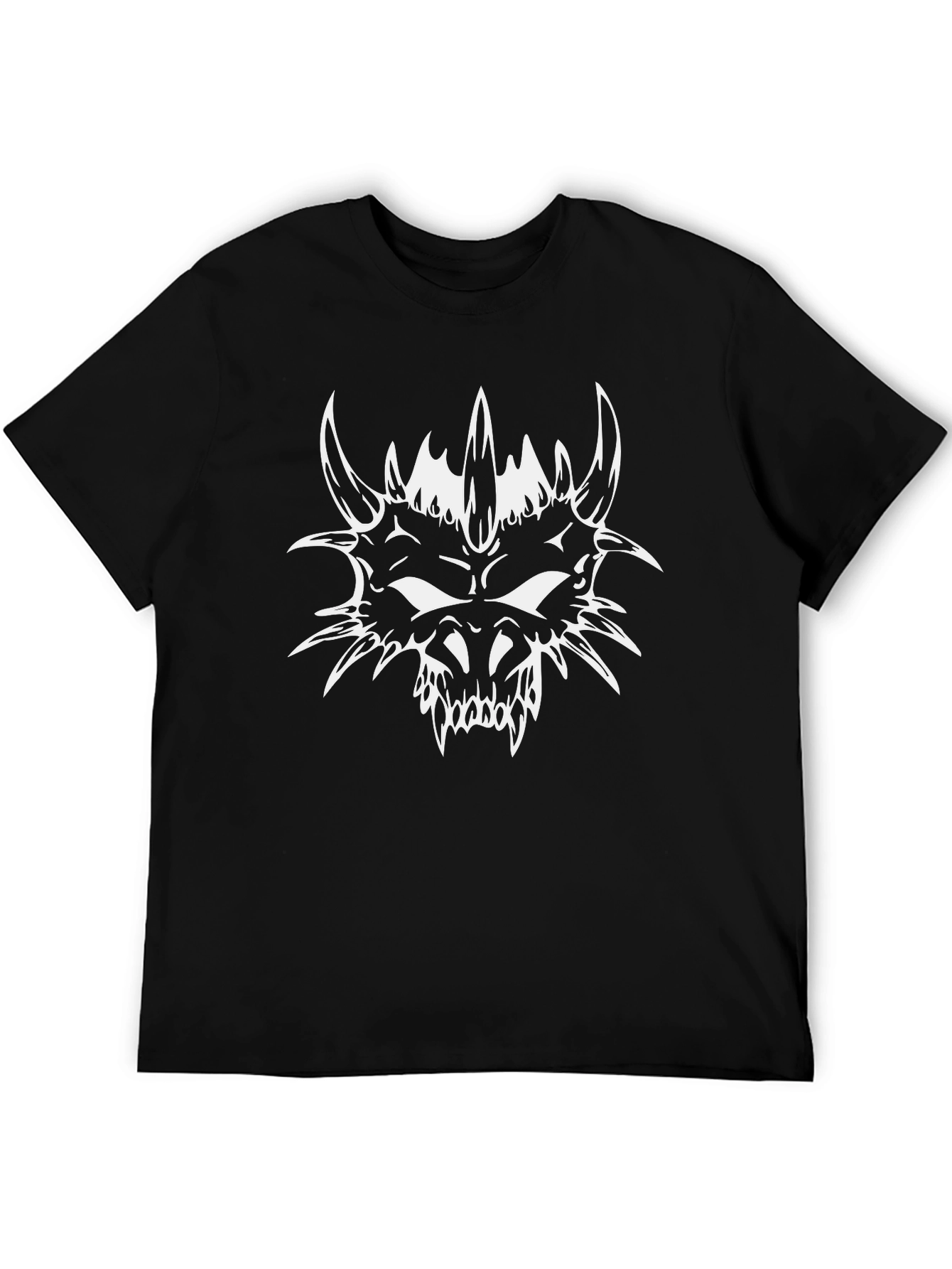Edgy Dragon Skull Graphic T-Shirt - Black