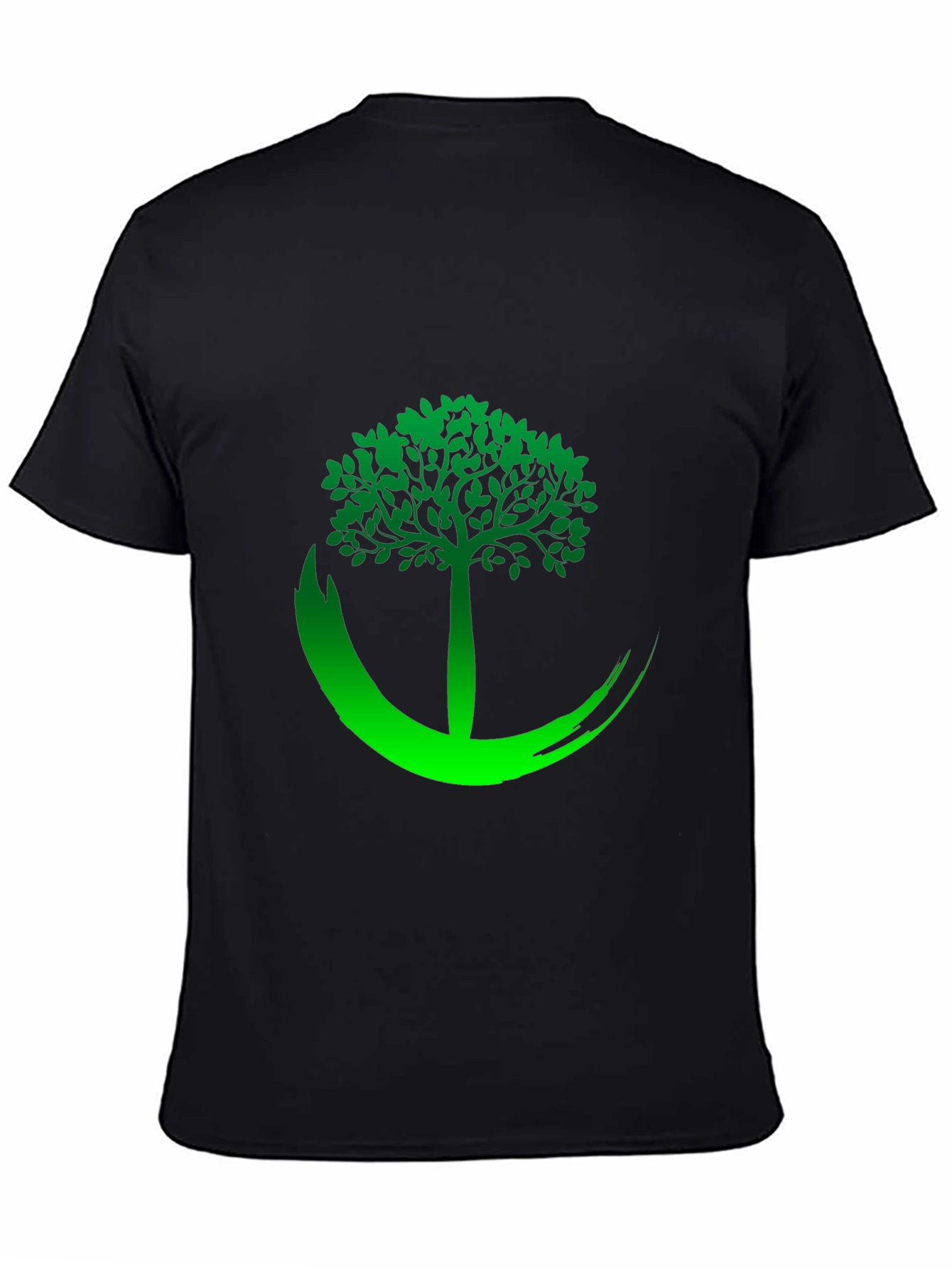 Black Tee with Green Tree Graphic