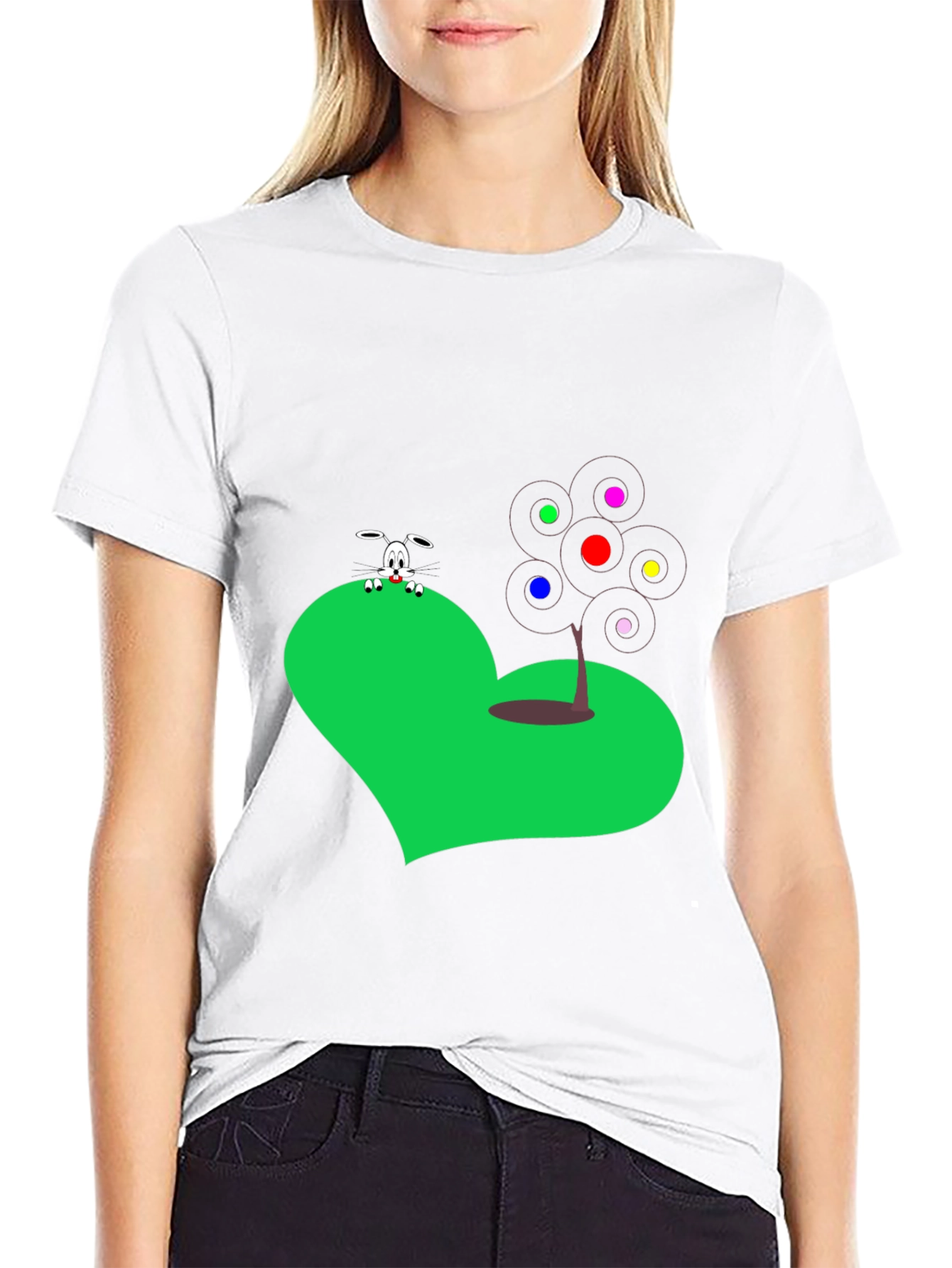 Novelty Graphic Tee - Heart Rabbit & Tree