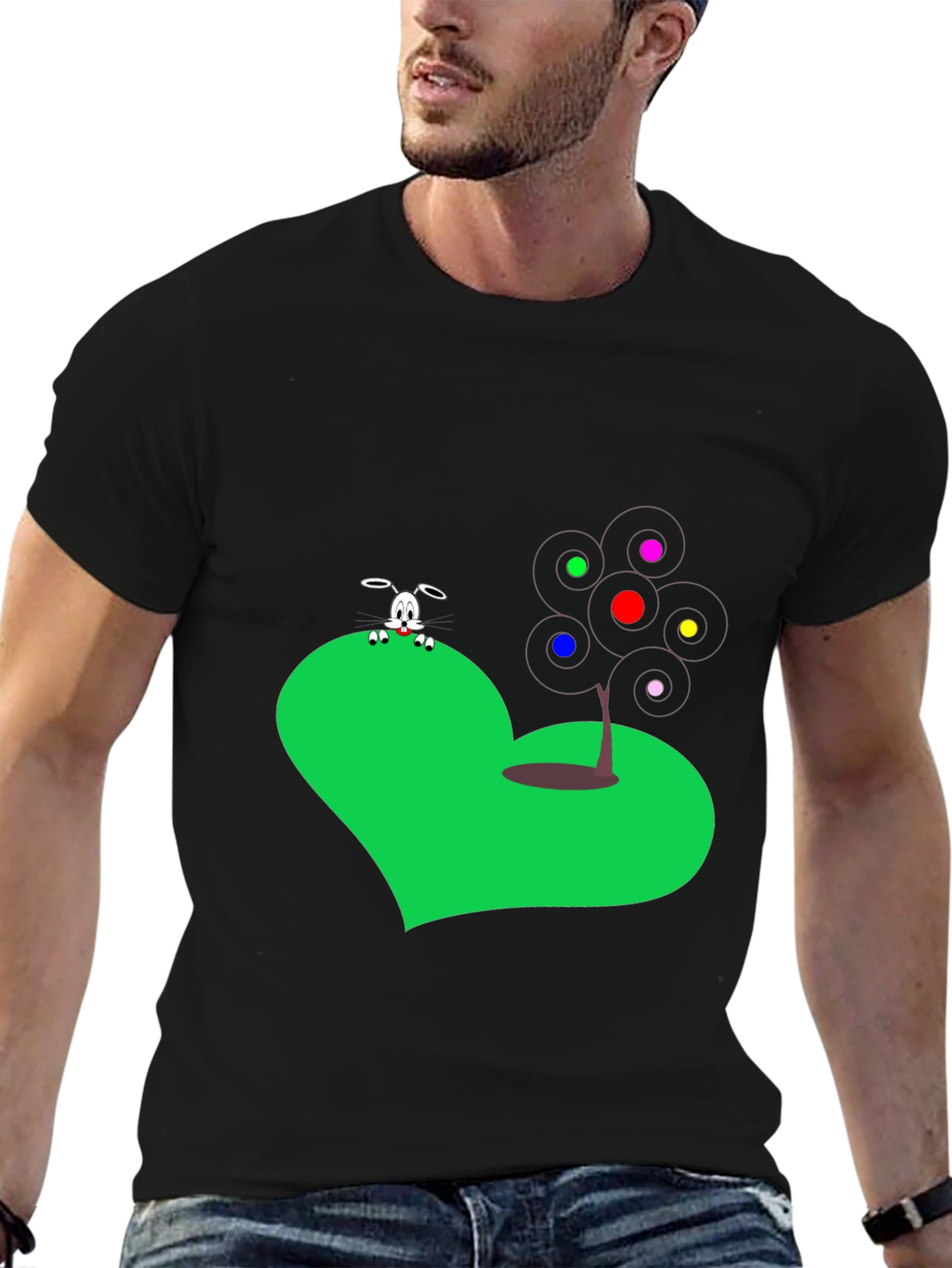 Novelty Graphic Tee - Heart Rabbit & Tree