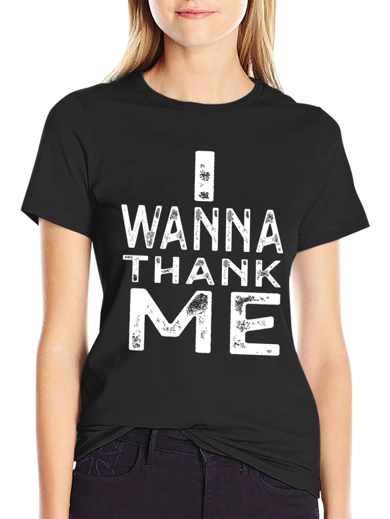 I Wanna Thank Me Black Graphic T-Shirt