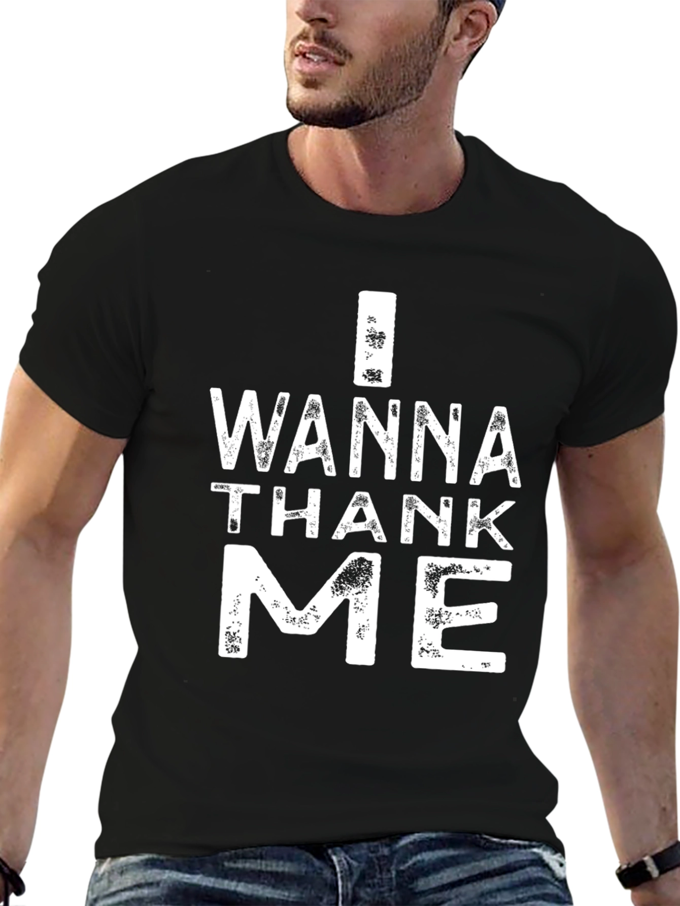 I Wanna Thank Me Black Graphic T-Shirt