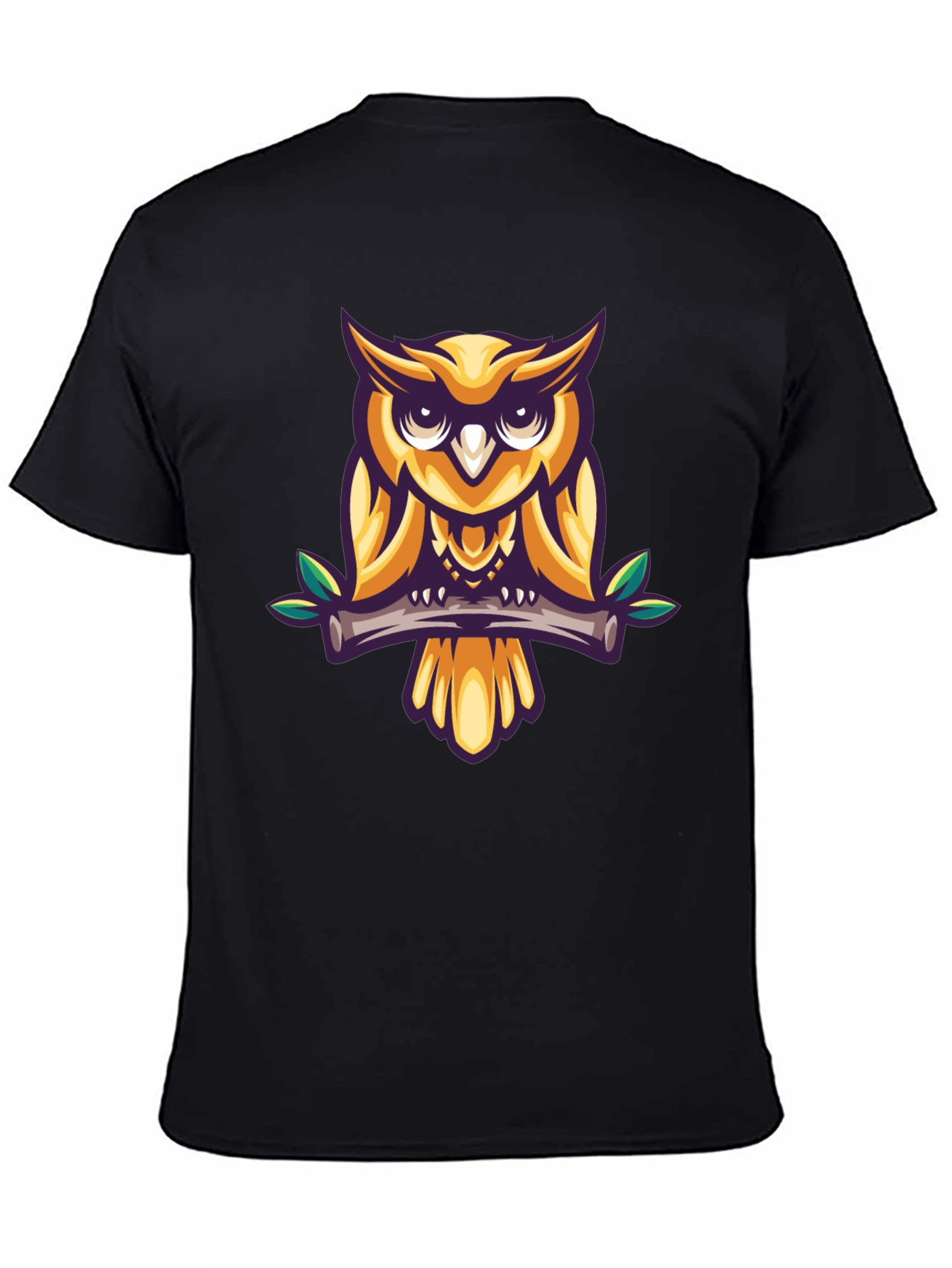Cool Owl Graphic Print Black T-Shirt