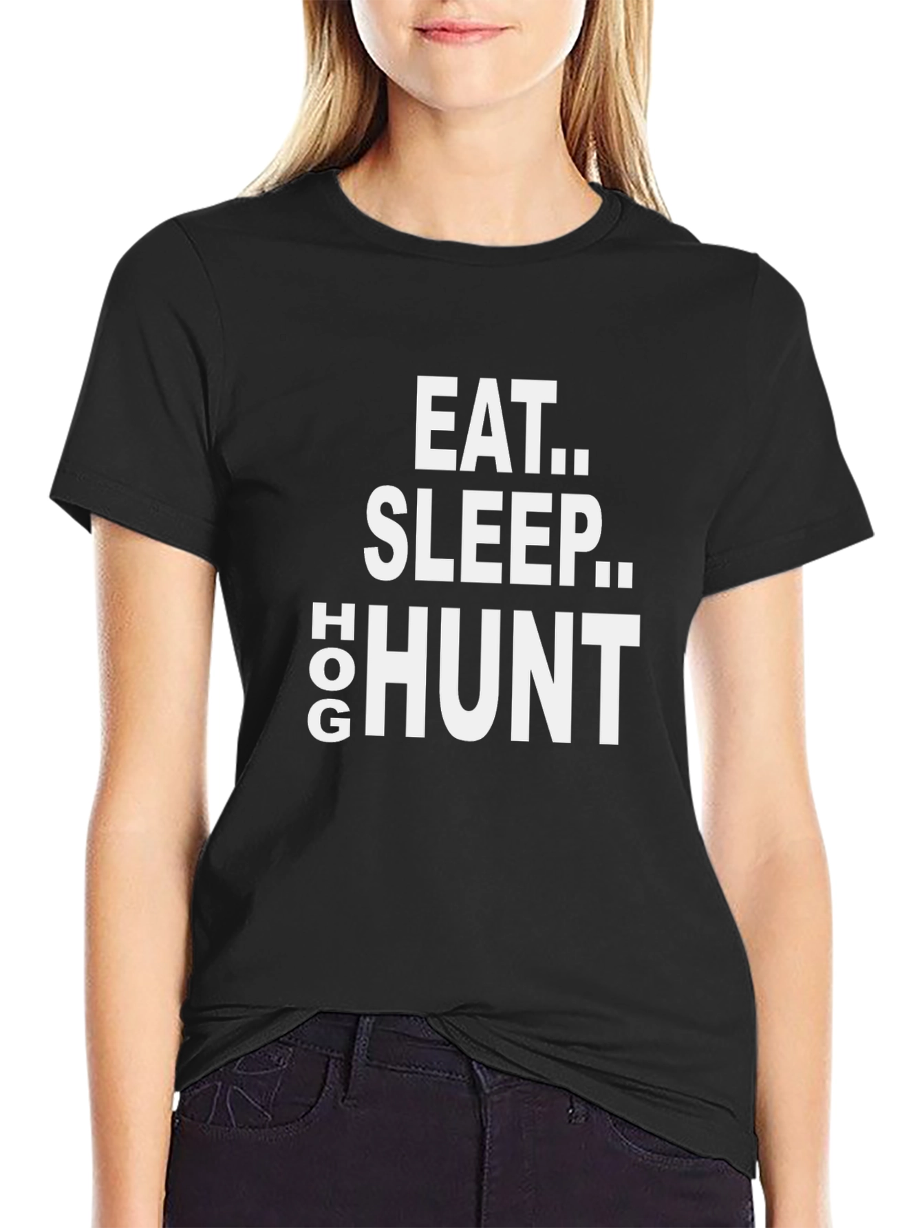 Eat Sleep Hog Hunt Black Graphic Tee