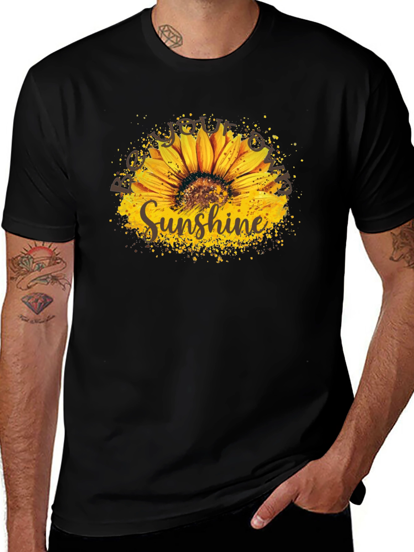 Sunshine Sunflower Graphic Tee - Stylish Black T-Shirt