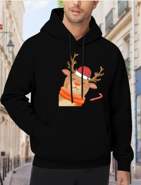Festive Snuggly Reindeer Christmas Hoodie