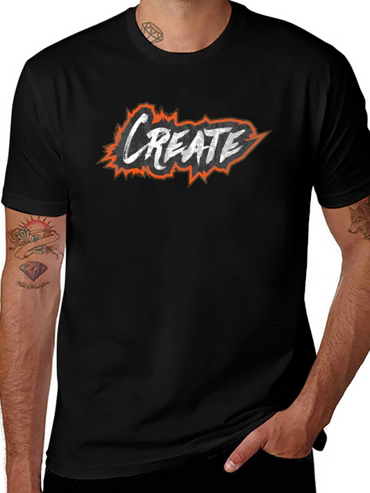 Create Graphic Tee - Black Short Sleeve Casual T-Shirt