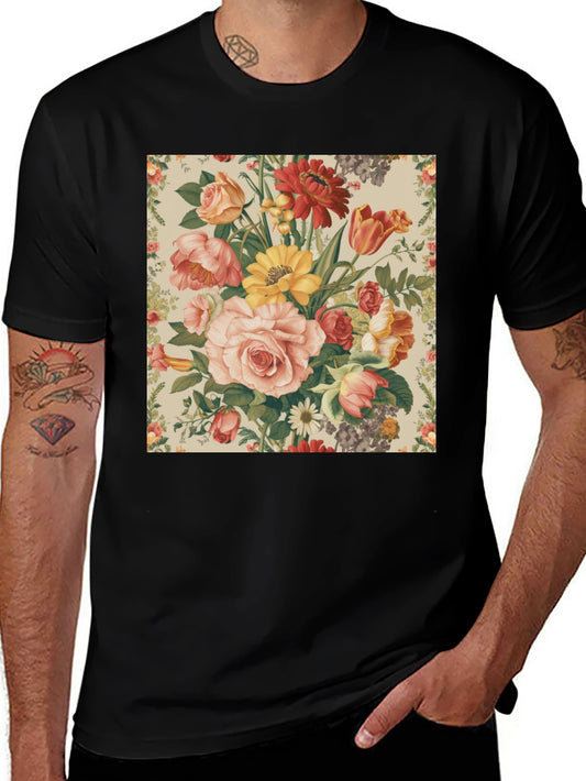 Floral Print T-Shirt - Botanical Garden Design