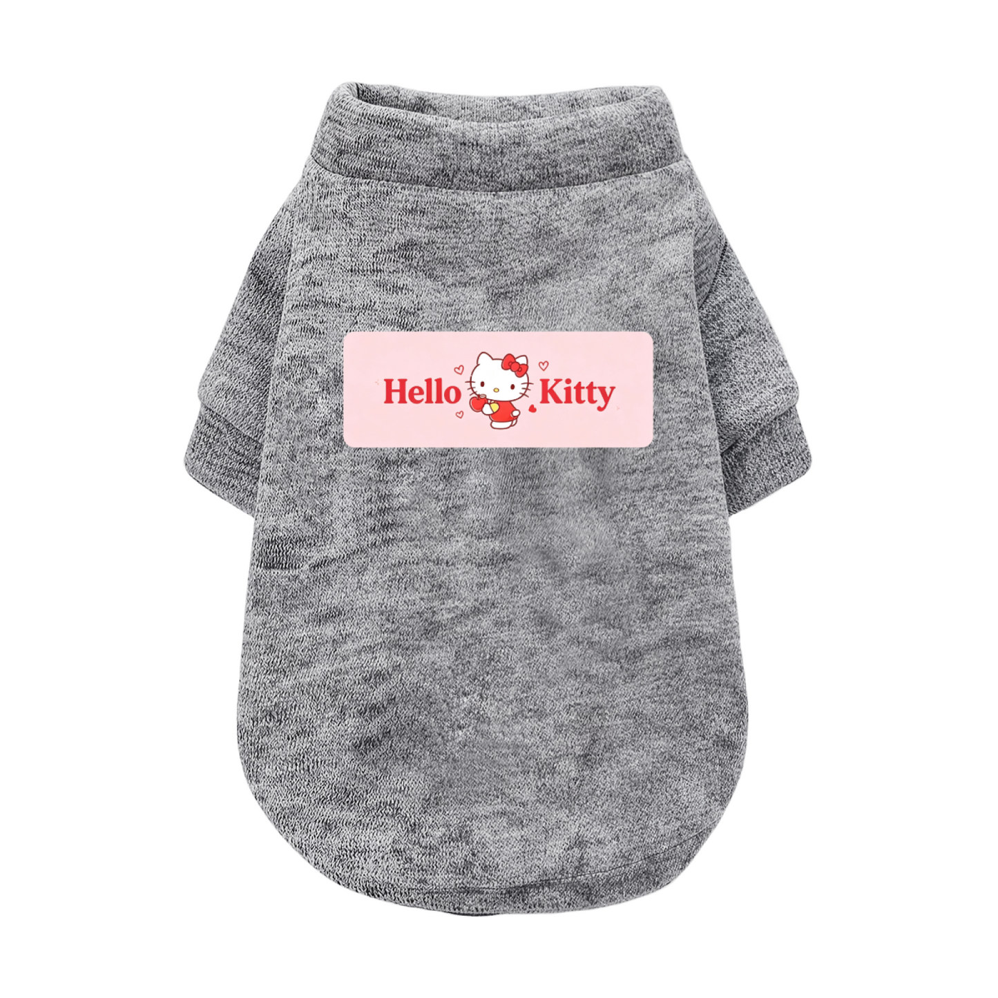 Pink Label Hello Kitty Grey Pet Pullover Sweater, Soft Daily Puppy Cardigan
