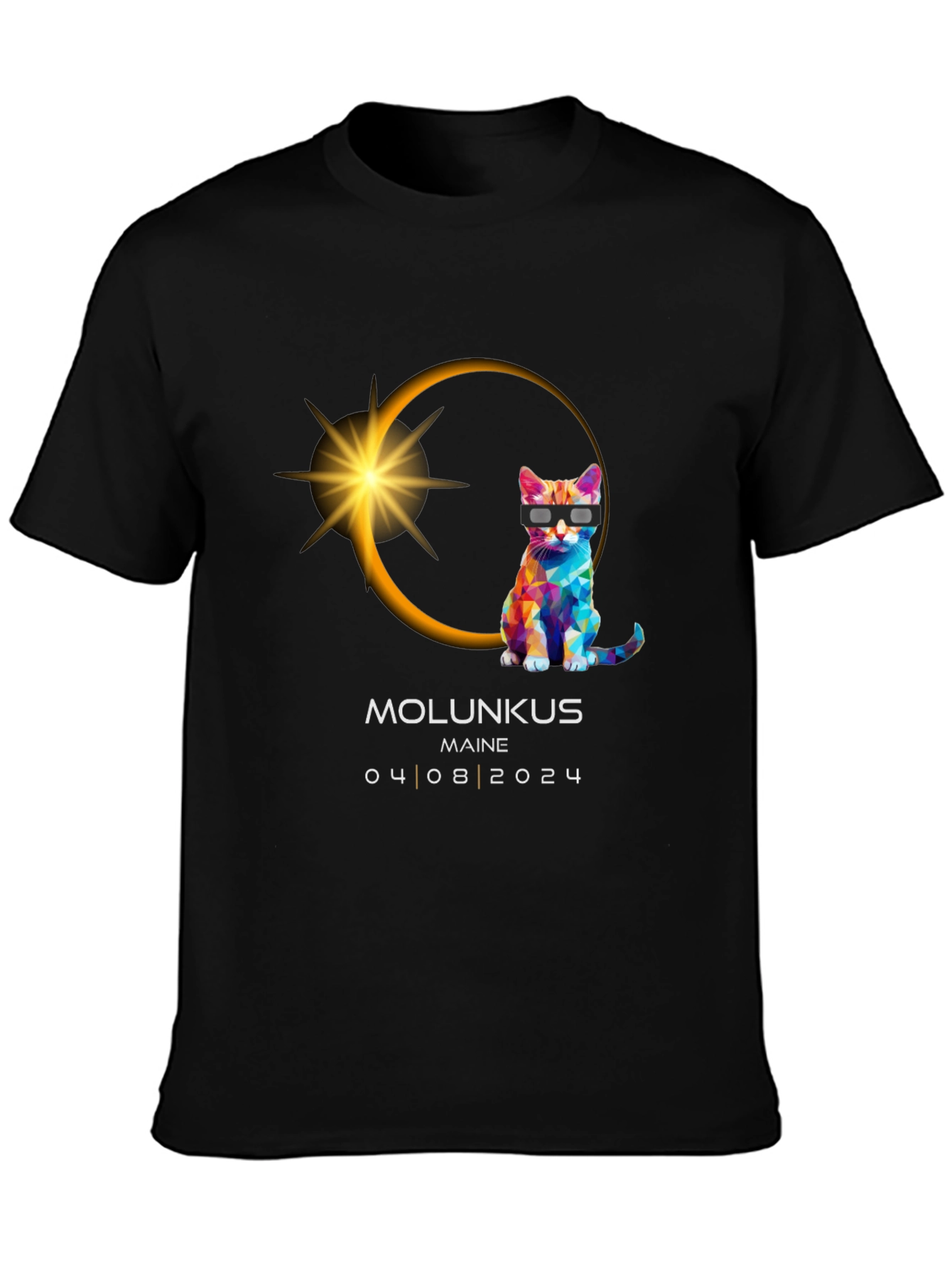 Molunkus Maine Eclipse Cat T-Shirt 04/08/2024