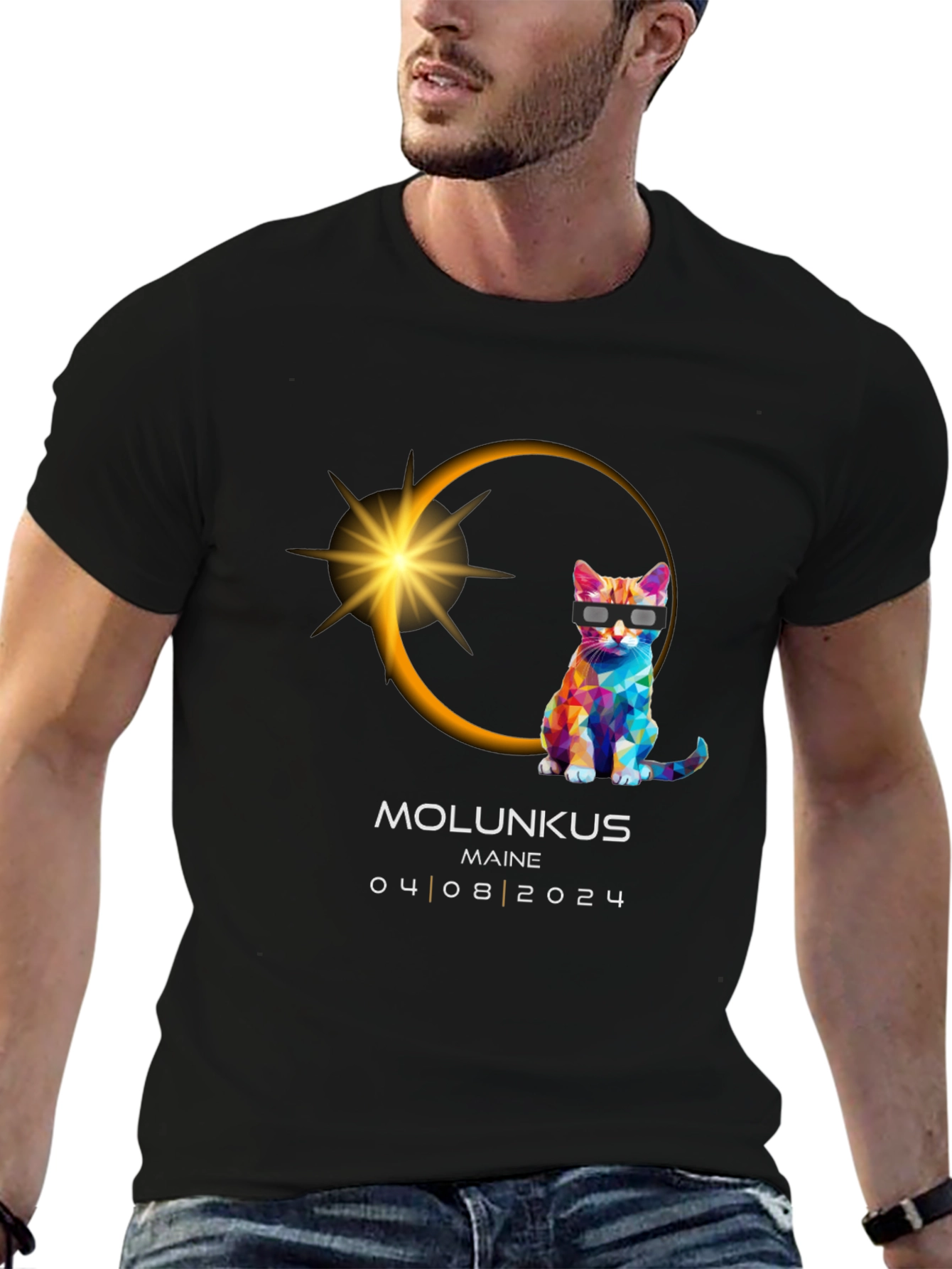 Molunkus Maine Eclipse Cat T-Shirt 04/08/2024