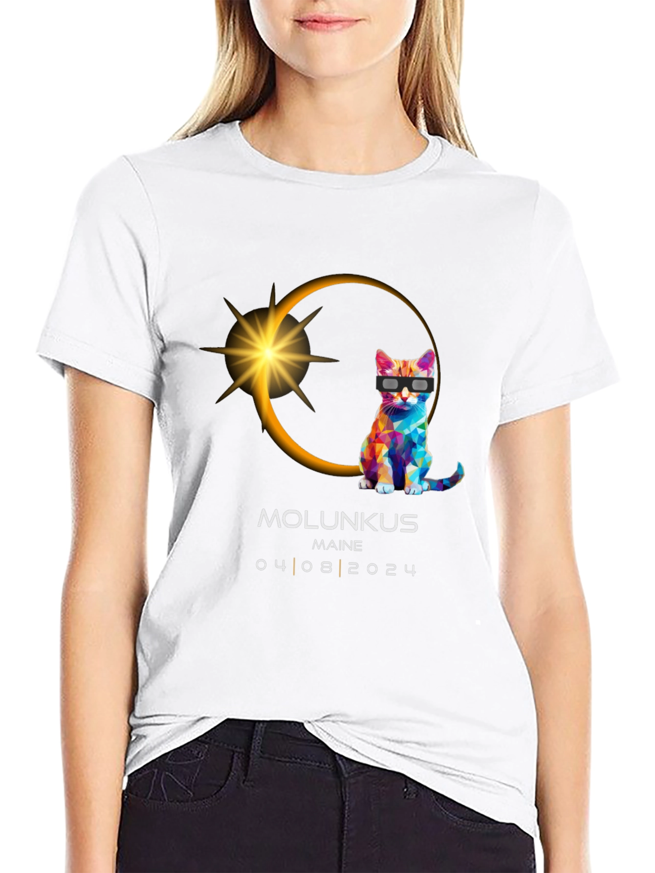 Molunkus Maine Eclipse Cat T-Shirt 04/08/2024