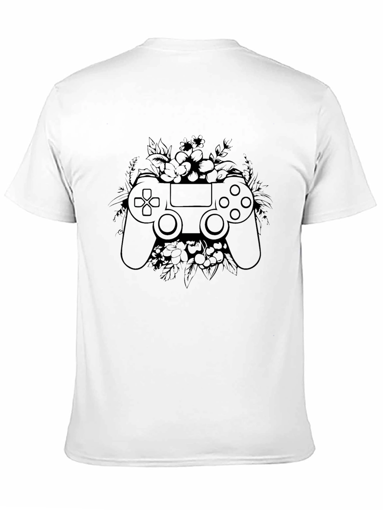 Gamer Floral Controller Graphic Tee - Black