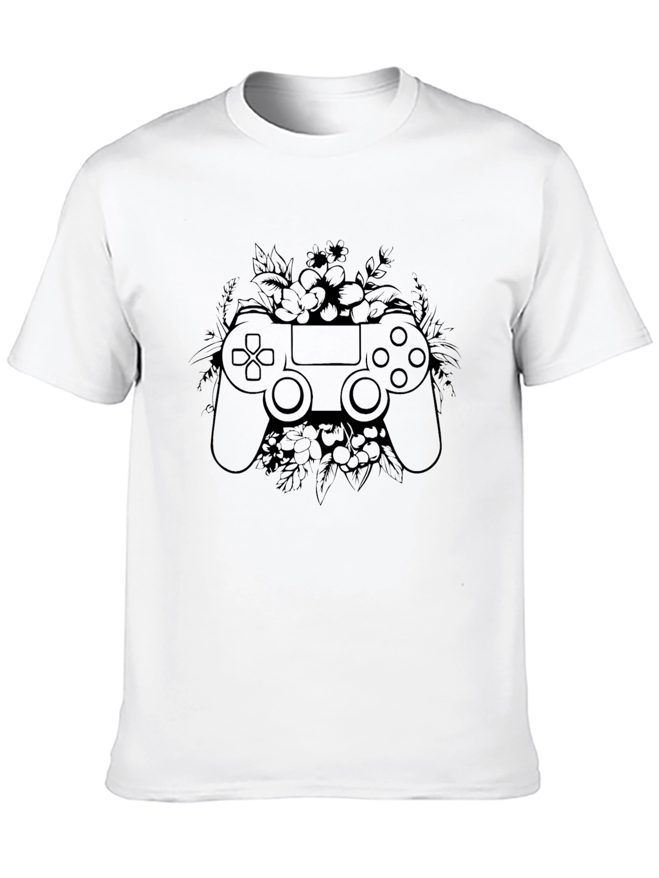 Gamer Floral Controller Graphic Tee - Black