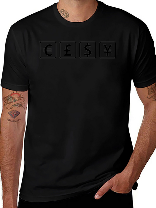 Currency Symbols Graphic T-Shirt - Euro Pound Dollar Yen