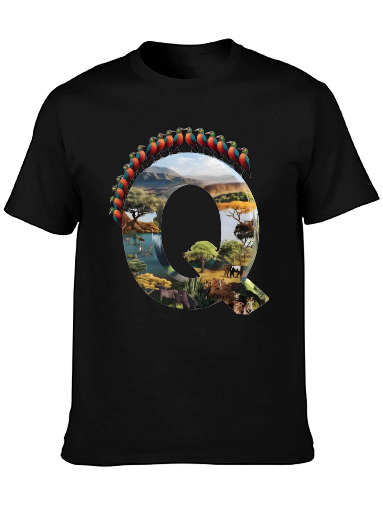 Safari Animals Letter Q Graphic Tee